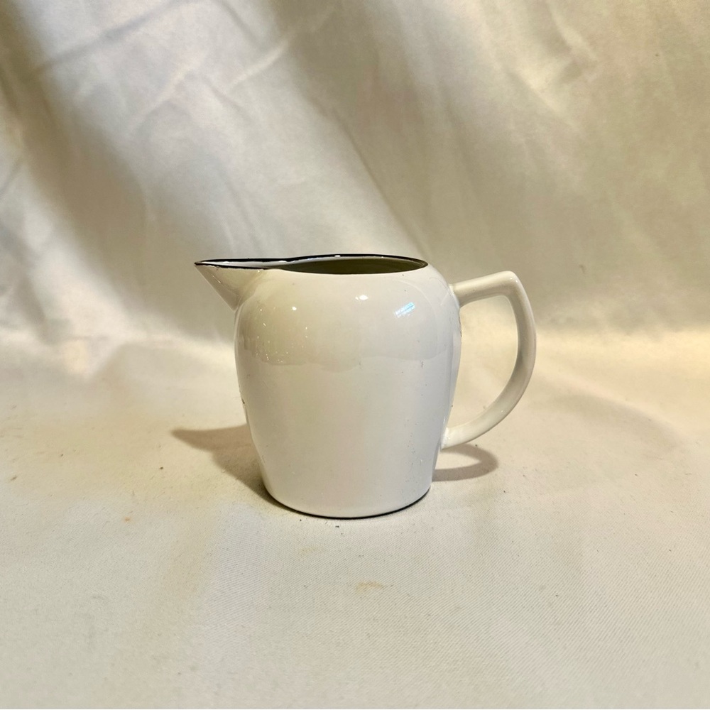 Vintage Noritake Ignition White with Black Rim Modernist Ceramic Creamer Japan